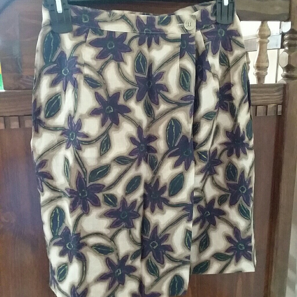 Vtg Valerie StevensFaux Wrap 100% Linen Skirt sz 6